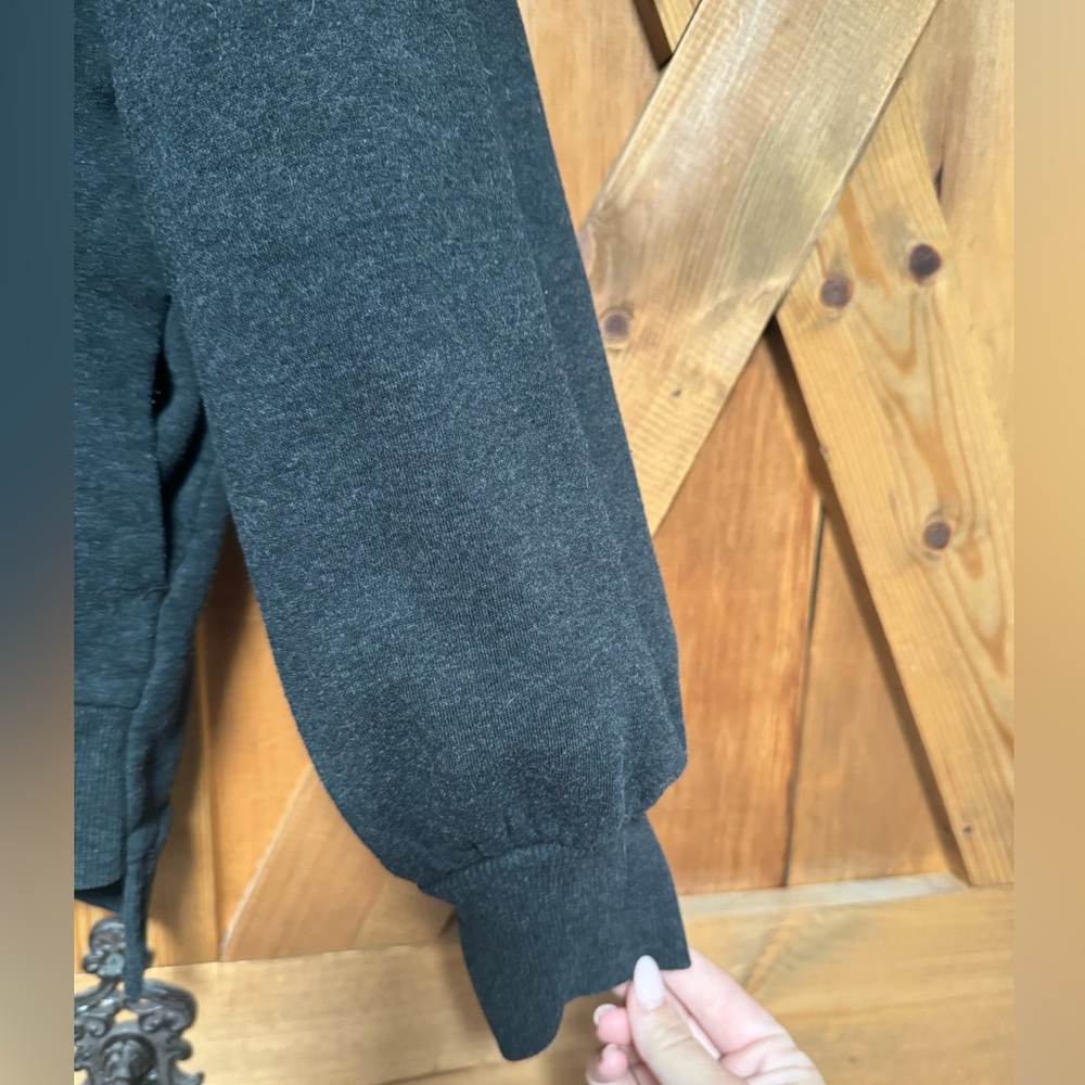 Zenana Charcoal gray balloon sleeve sweatshirt - Picture 3 of 4